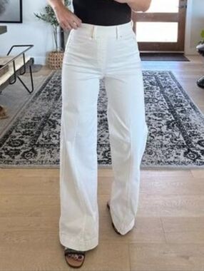 Spanx White Wide Leg Pants Seam Front Size L